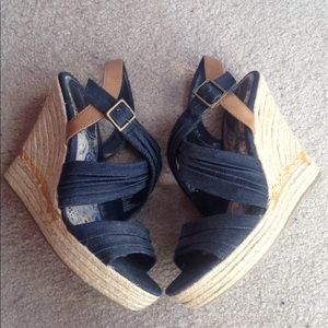 NWOT Navy Blue Wedges